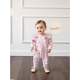 thumbnail image 5 of Loicainy Newborn Baby Girl 3D Floral Romper 3 6 12 Months Long Sleeve Round Neck Ruffle Jumpsuit with Headband Fall Spring Set, 5 of 10