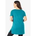 thumbnail image 2 of Roaman's Women's Plus Size Cotton Short Sleeve V-Neck Ultimate Tunic, 2 of 5