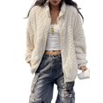 thumbnail image 3 of Womens Western Print Zip Up Hoodies Sweatshirt Fleece Jacket Coat with Pockets Casual Warm Outwear Cream White S, 3 of 9