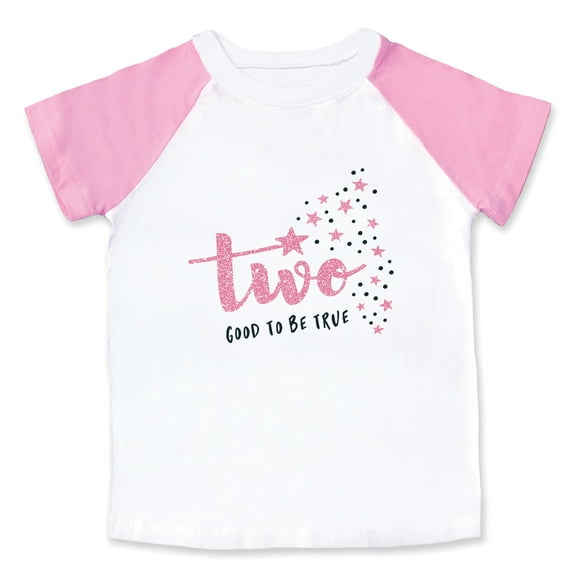 Happy Birthday Pink T-Shirt for Two Year Old 2nd Bday Short Sleeve Toddler 3T