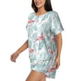 thumbnail image 2 of Kdxio Tropical Flamingo Print Pajamas Sets for Women Short-Sleeved Pjs with Lounge Shorts Two Piece Sleepwear S-4XL, 2 of 9