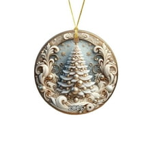 Fmbmuo Unbreakable Christmas Tree Ornaments Textured Round Pendant 1 Pcs Multicolor Decorations Glam Acrylic Iridescent Home Decor Holiday Season Home Decor