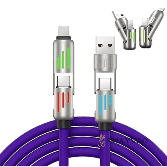 2-in-2 Charging Cable, USB Charging Cable with iPhone Charger, Type C Fast Charger Cord – Compatible with iPhone, MacBook, Samsung Galaxy, iPad – 4.5FT