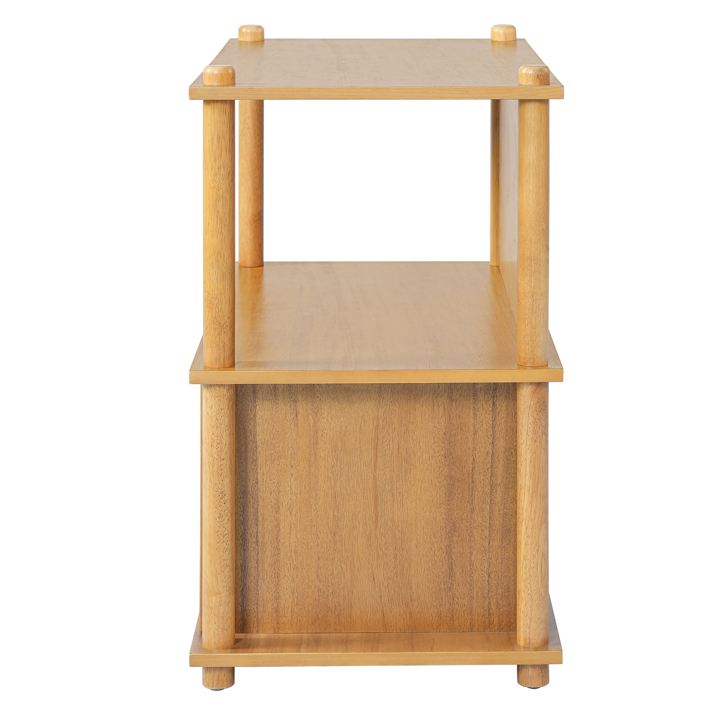 Wood Nightstand,End Table Side Table with Open Shelf & Storage Cabinet,Farmhouse Accent Table Bedside Table for Small Spaces,Living Room,Bedroom