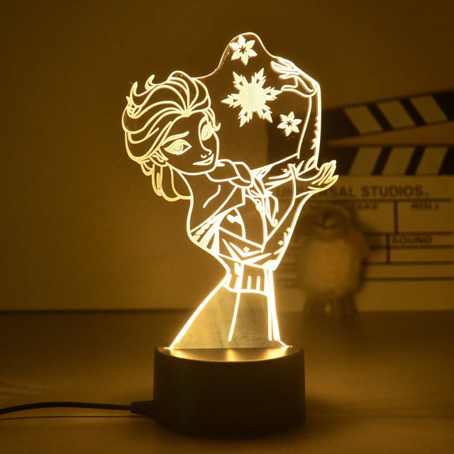 Figura de dibujos animados de princesa Disney, lámpara de mesa LED 3D de Hada de Tinkerbell, lámpara óptica de figura de acción, juguetes, decoración de cabecera, regalo