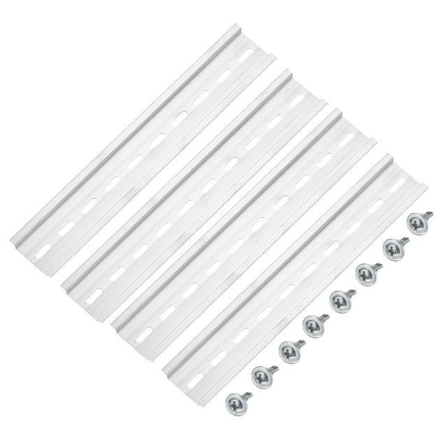 Unique Bargains DIN Rail Slotted Aluminum Mounting Guide 8 Inch x 1.4 Inch x 0.3 Inch Silver 4 Pcs