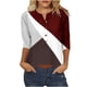 thumbnail image 1 of Tops de Algodón para las Mujeres Impreso Botón 3/4 Manga Suelta Tee, Suave Casual 3/4 Manga Superior, 1 of 4