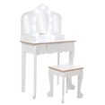 thumbnail image 3 of Kids Vanity, Girls Vanity Set with Mirror and Stool, Makeup Vanity with Lights and Storage Drawer, Brightness Adjustable, Wooden Dressing Table, Pretend Play Kids Vanity Table and Chair Set, 3 of 9