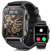 EIGIIS Smart Watch for Men 1.96 HD Big Screen Fitness Tracker Watch with Bluetooth Call Rugged Sports Watch Military Outdoor Waterproof Tactical Smartwatch for iOS Android iPhone