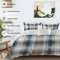 thumbnail image 3 of Vintage Plaid Bedding Duvet Cover Set Full Size 4 Pieces Brown Navy Plaid Texture Abstract Art Bedding Set with Zipper Closure, 1 Comforter Cover 86x86 Inches 1 Flat Sheet & 2 Pillow Cases, 3 of 7