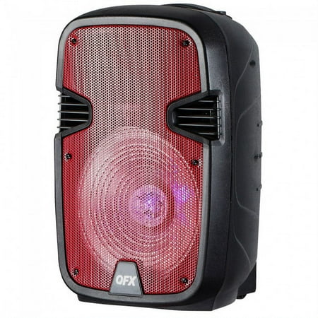 QFX PBX-1205-RD Rechargeable 12" Party Speaker with Stand and Microphone - Red