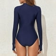 thumbnail image 6 of WREESH Womens One Piece Swimsuit Rash Guard Swimsuits Print New Fashion Long Sleeve Splicing Swimsuit Casual Bikini Swimsuit Bathing Suits Navy, 6 of 9
