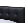 thumbnail image 5 of Baxton Studio Mitchell Rustic Industrial Walnut Wood Black Faux Leather Dark Bronze Metal Queen Size Platform Bed, 5 of 8