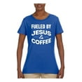 thumbnail image 2 of Fueled by Jesus and Coffee Funny Christian | Womens Inspirational/Christian Graphic T-Shirt, Royal, Large, 2 of 3