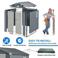thumbnail image 5 of Dextrus 6.3x6.2ft Outdoor Resin Storage Shed with Windows,Vents,and Secure Doors,All-Weather Plastic Storage Unit for Poolside,Lawn,Backyard,and Patio, 5 of 5
