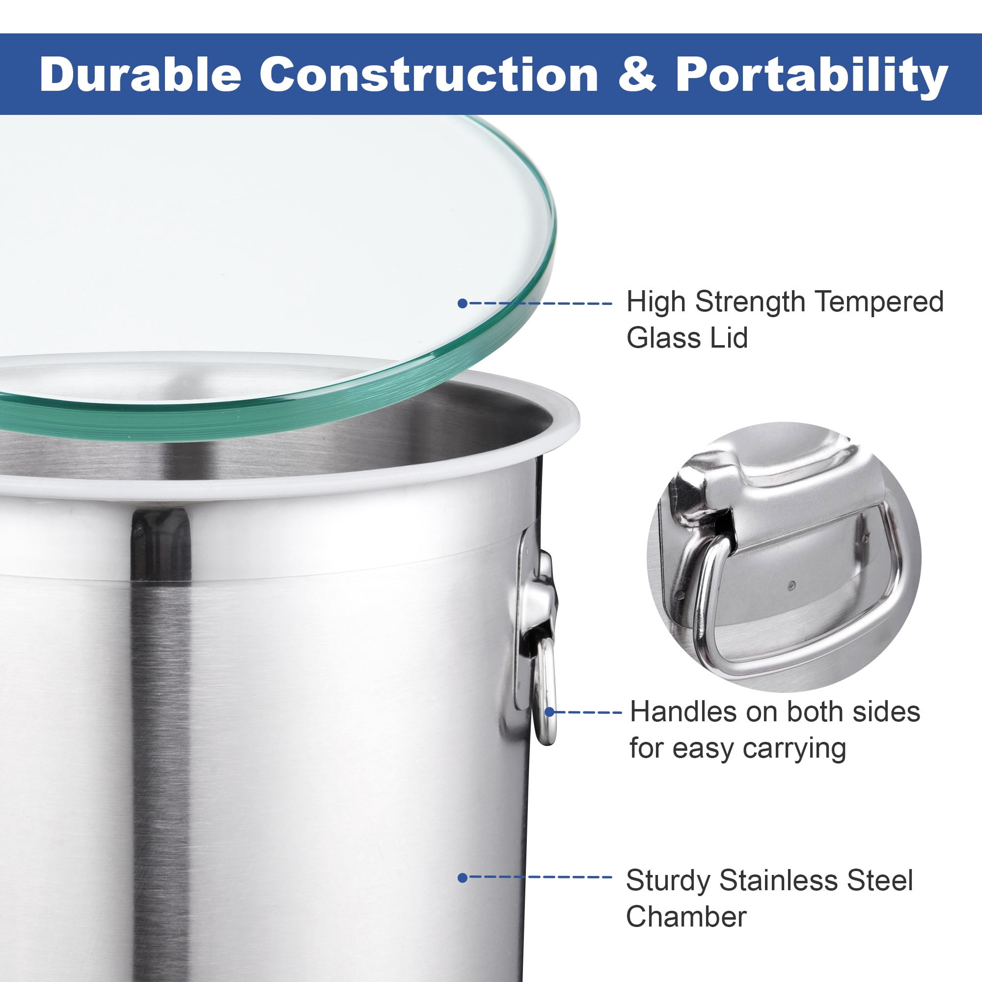 Yescom 5 Gallon Tempered Glass Lid Stainless Steel Vacuum Chamber For Stabilizing Wood Urethanes Silicones Epoxies Degassing
