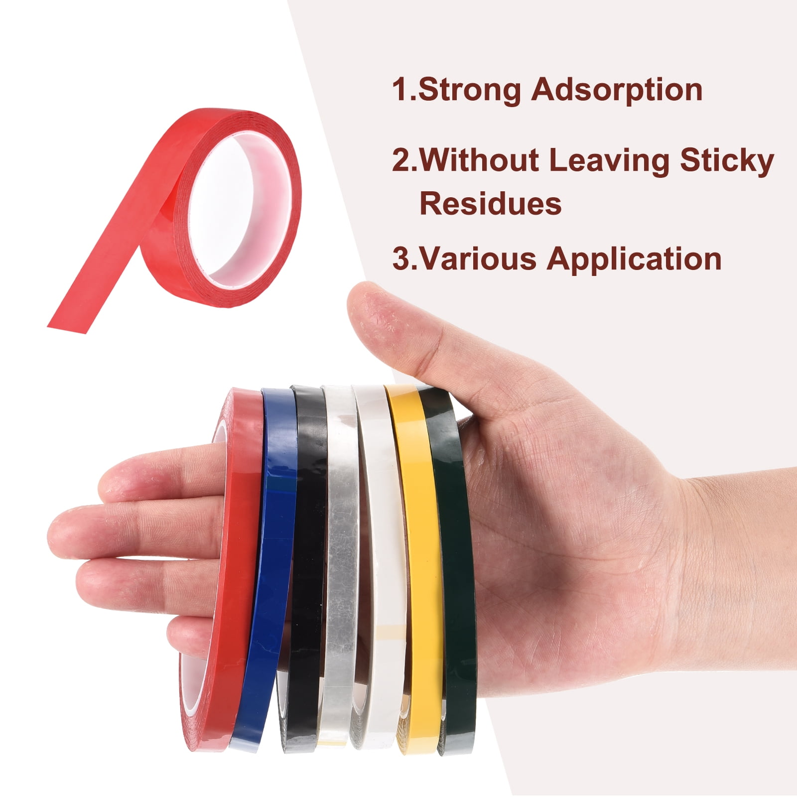 Uxcell 6 Rolls Whiteboard Tape Graphic Chart Tape 25mm 54.7 Yard Art Tape Thin Self-Adhesive Pinstripe Tape Masking Tape, Red