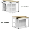 thumbnail image 4 of Yoneston 47" Farmhouse Kitchen Island with Power Outlet, Multifunctional Kitchen Trolley with Drop Leaf, Internal Storage Rack and 2 Drawers 2 Cabinet for Kitchen, Dining Room, White, 4 of 10