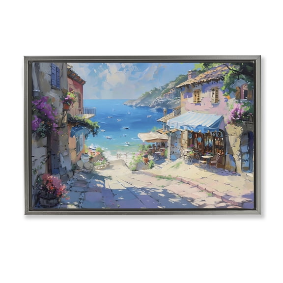 Stupell Industries Village Path to Beach Gray Framed Floater Canvas Wall Art, design by LSR Design Studio