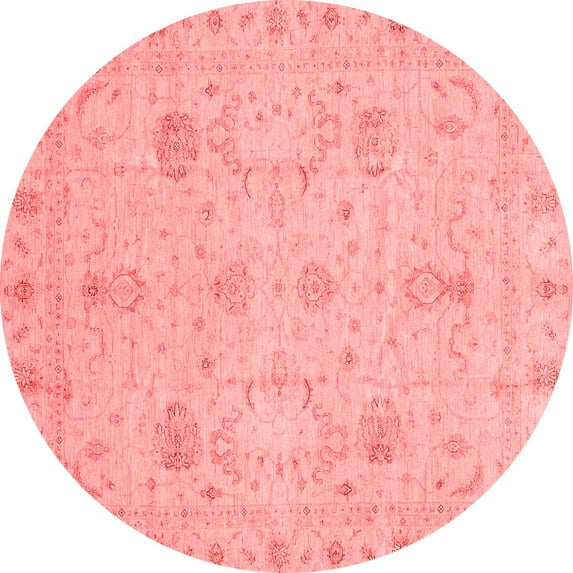 Ahgly Company Indoor Round Oriental Red Traditional Area Rugs, 7' Round