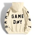 thumbnail image 4 of Fashion Women Long Sleeve Letter Football Graphic Printed Drawstring Hoodie Pullover Sweatshirts Top Blouse Clothe with Pocket Women Clothes Patterns Long Sleeve Button down Sweatshirt Womens, 4 of 5