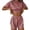 Wine, variant on Women's 2-Piece Striped Short Sleeve Crop Tops & Shorts Set - Casual Loose Fit Outfit with Multiple Colors for Summer & Daily Wear
