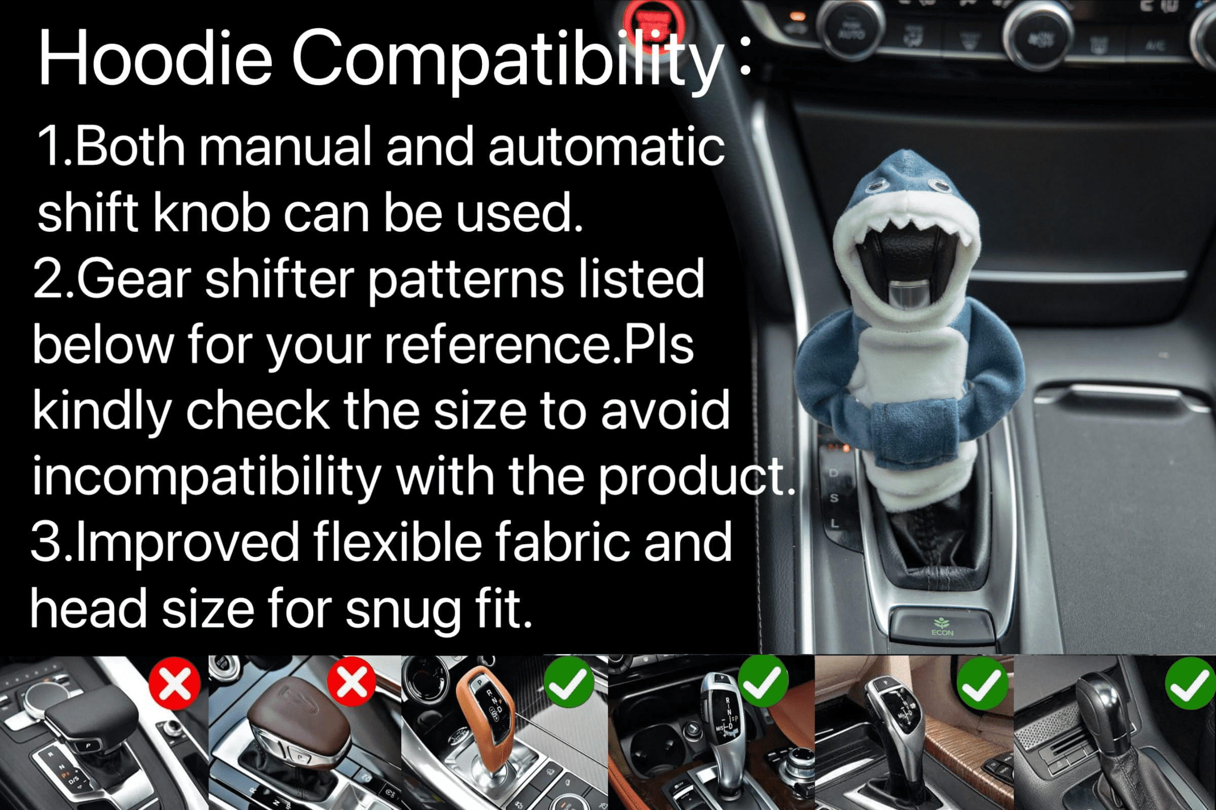 Mini Shark Gear Stick Car Shifter Hoodie,Car Gear Shift Knob Cover, Funny  Gearshift Sweater Car Accessories 