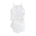thumbnail image 3 of SROBPTY Toddler Outfits Sets, 2 Pieces Sets for Kids, Toddler Girl Solid Knit Cami Top and Pants Casual 2 Piece Set White,5-6 Years, 3 of 5
