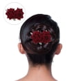 thumbnail image 4 of SHISUYAN Peigne à Fleurs Roses Accessoire de Cheveux Floral pour Femmes Filles Mariage Mariage (Rouge Vin), 4 of 9