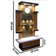 Pooja Mandir / Designer Wooden Temple With LED Lights / Mandir For Home & Office / Temple For Home / Modern Style Pooja Chowki For God Idols