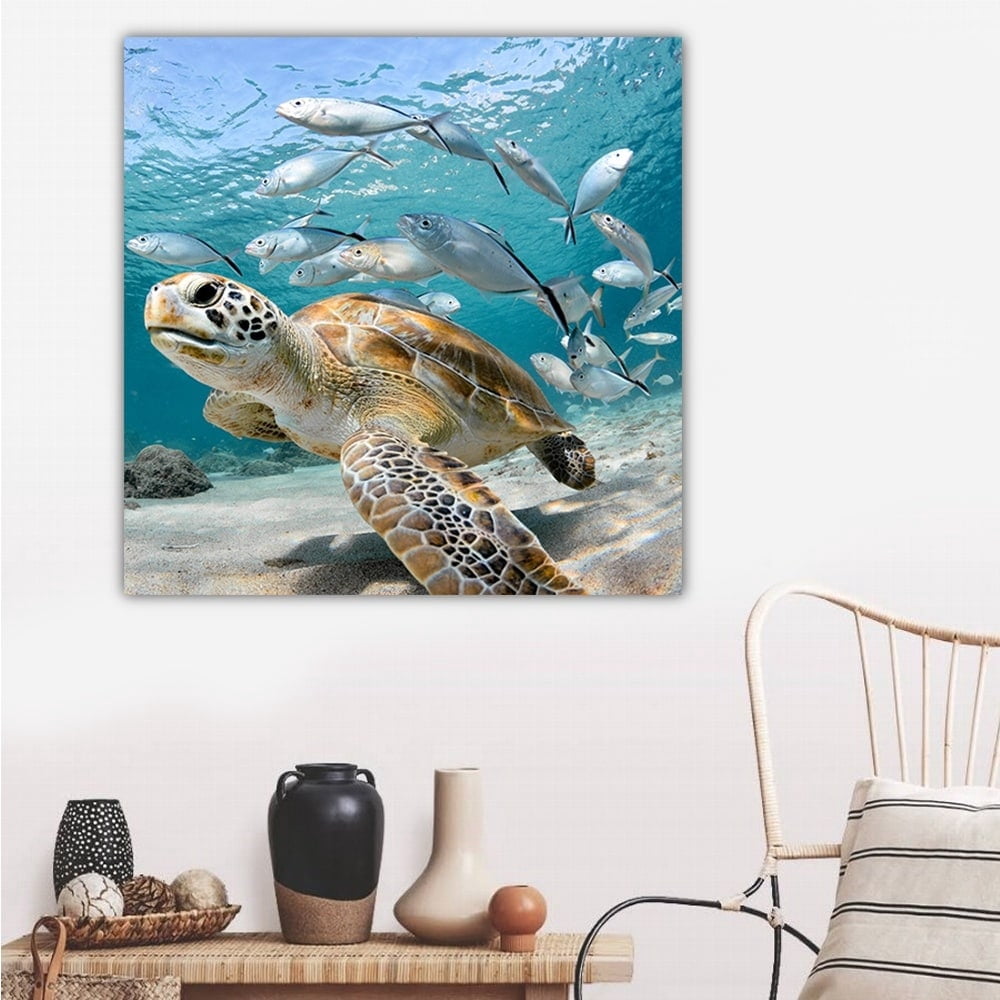 Under the Sea Animals-14"x14" Canvas Artwork - Multi-Color 30 x 30
