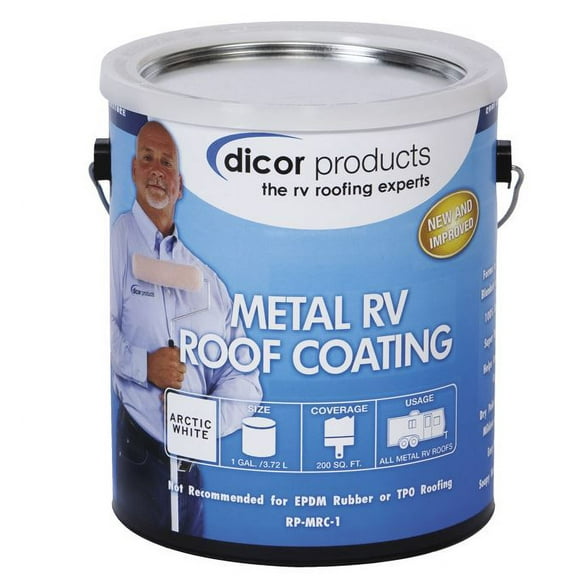Dicor Corp. Roof Coating RP-MRC-1 Fiberglass Coat; 200 Square Feet; Non Insulating; White; 1 Gallon Can; Single