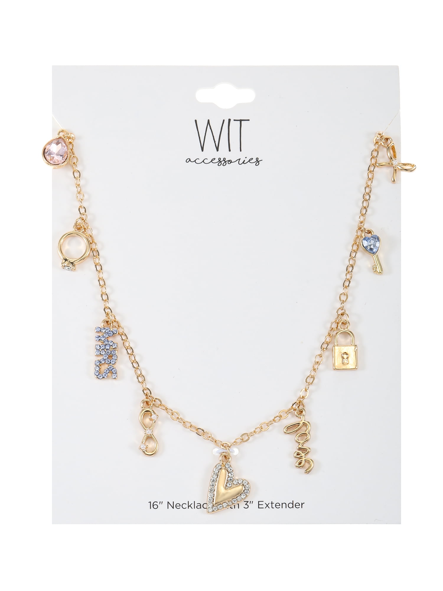 WIT Accessories Women's 16" Bridal Charm Necklace, Goldtone, 1 Piece