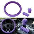 thumbnail image 5 of 3PCS Car Steering Wheel + Handbrake + Gear Shift Cover for 15" 37-38 cm Purple, 5 of 7