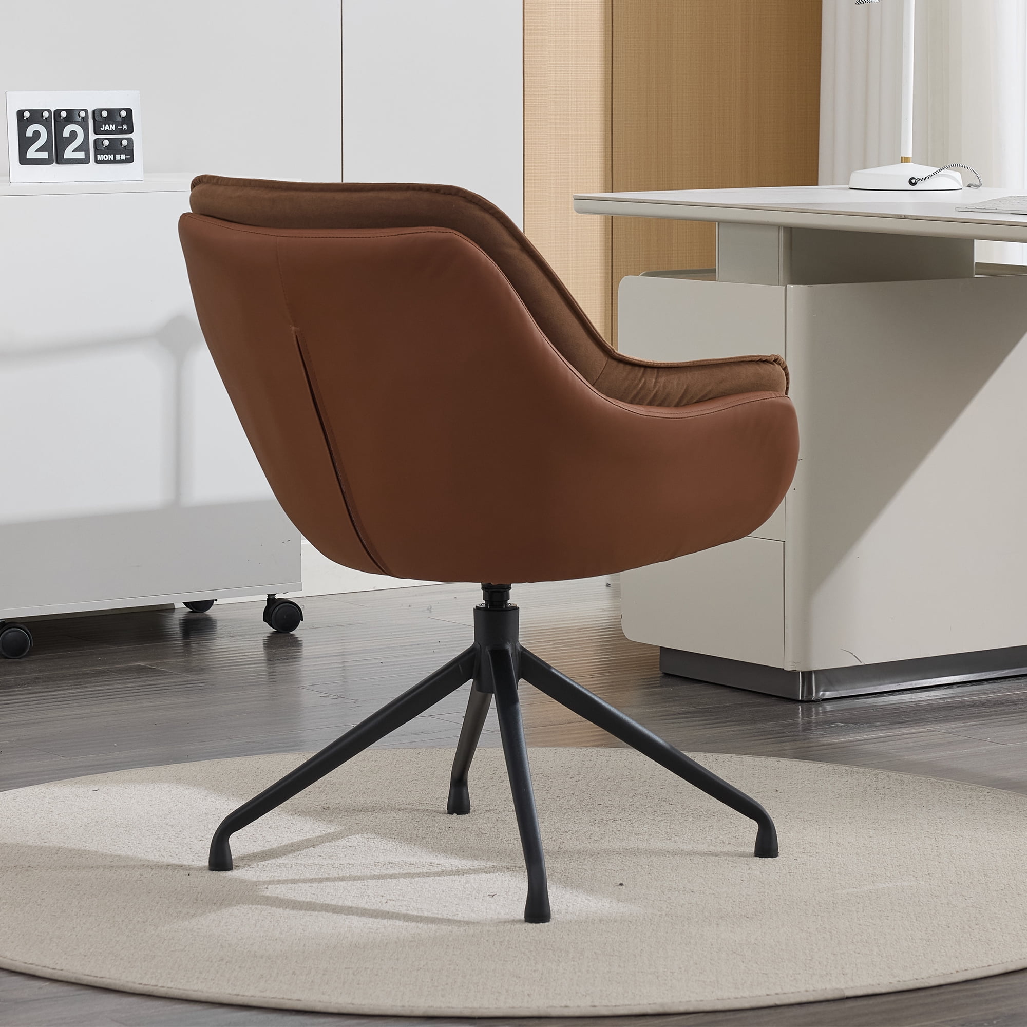 Noble House Home Office Chair,Faux Leather Armchair,Brown