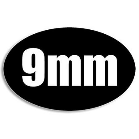 Black Oval 9MM Sticker Decal (gun caliber handgun shoot) Size: 3 x 5 (Best Value 9mm Handgun)
