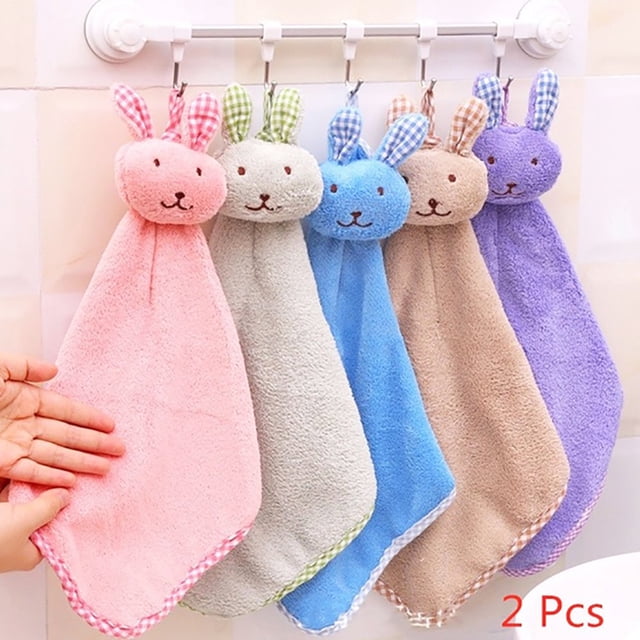 MesaSe 2 Pcs Mignon Dessin Animé Rabbit Tête Serviette Absorbante en Corail