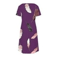 thumbnail image 5 of Ladies T Shirt Dresses with Pockets New Trendy Casual Short Sleeve V Neck Printed Sundress Soft Loose Flowy Short Dress Casual Wedding Guest Dress Purple M, 5 of 7