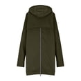 thumbnail image 5 of DHFJKG Womens Zip Up Long Hoodies Solid Color Mid-Length Hooded Jacket With Pockets Winter Leisure Coat, 5 of 6