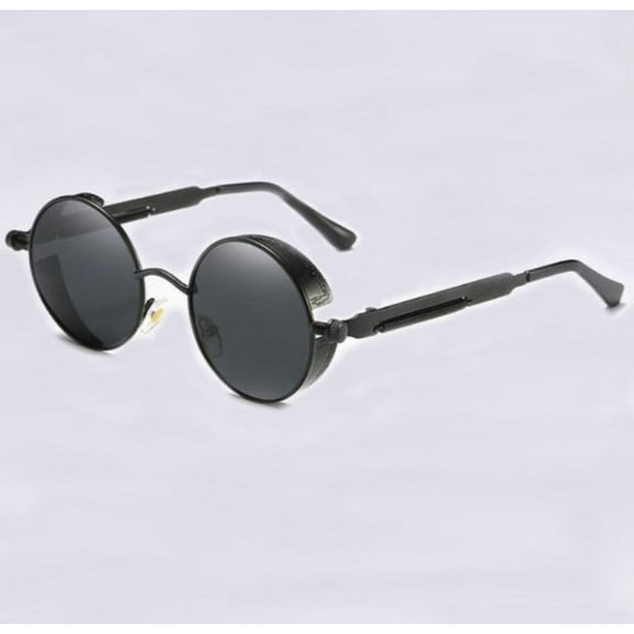 Round Frame Metal Sunglasses with UV Protection for Round, Long, Square, and Oval Faces