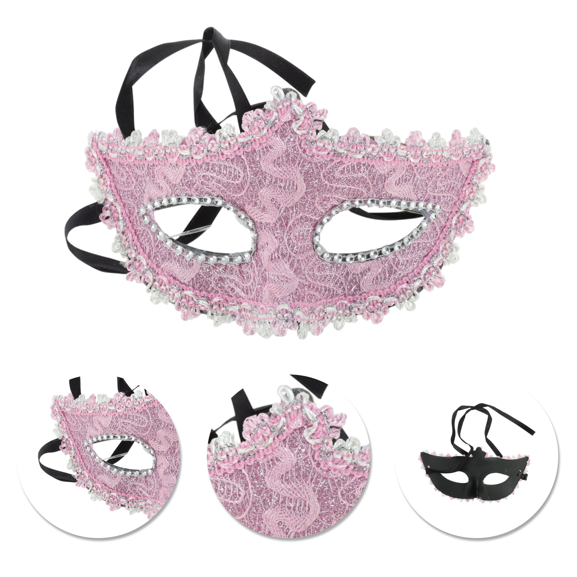 Unique Bargains 1 Box Pointed Head Dragon-Design Half Face Mask Light Pink