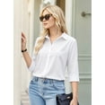 thumbnail image 3 of MOYIKO Womens Button Down Shirts 3/4 Sleeve Basic Business Dress Shirts Collared Work Office Fitted Blouses Tops, 3 of 7