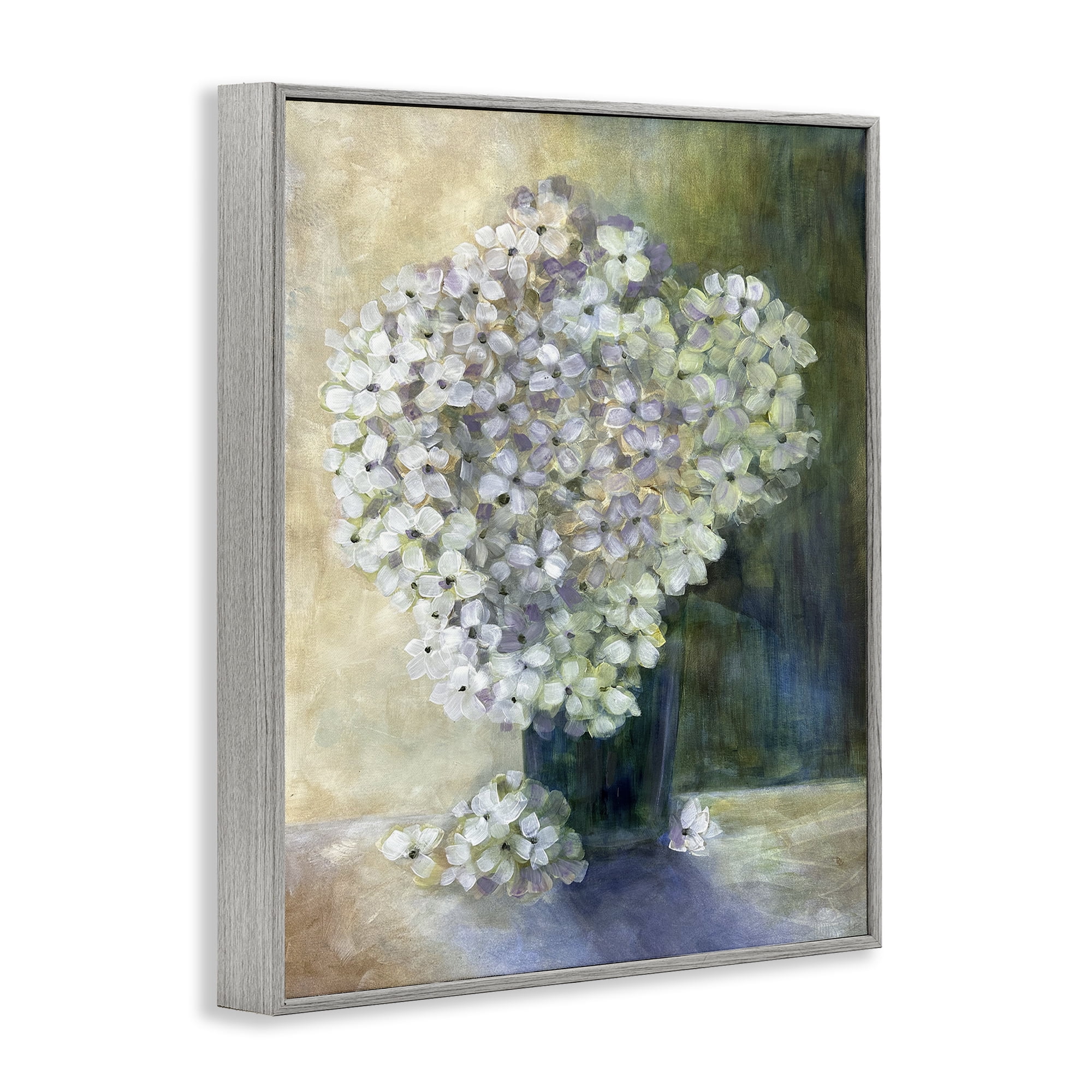 Stupell Industries Romantic Hydrangea Blooms Botanical & Floral Painting Gray Framed Art Print Wall Art, 16 x 20