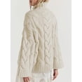 thumbnail image 4 of Czanzd Womens Cable Knit Turtleneck Sweater, Oversized Loose Pullover, Apricot, Size M, 4 of 8