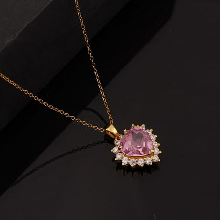 Heart Shape Pink Sapphire Gemstone Pendant Necklace for Women in 925 Sterling Silver | Elegant Jewelry Gift
