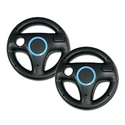 zettaguard mario kart racing wheel for nintendo wii, 2 sets black color bundle