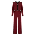 thumbnail image 4 of Bixock Women Fall and Winter Outfit Set,Women Two-piece Set,Women Solid Color Color Block Blazer and Trousers Office Wear Set, 4 of 5