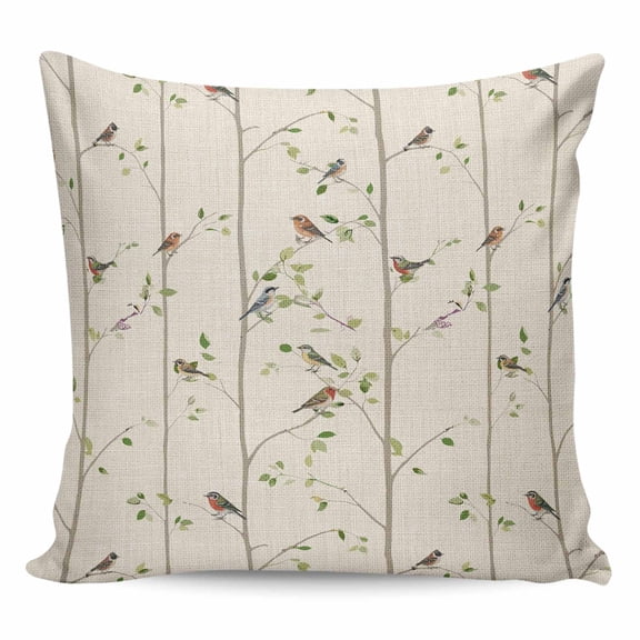 Sparrow Pillow Covers 26x26 Inch Decorative Throw Pillow Cover, Spring Birds on The Branches Retro Country Beige Sofa Pillowcases Accent Cushion Case Home Decor Bedroom Living Room
