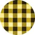 thumbnail image 1 of Ahgly Company Machine Washable Indoor Round Checkered Yellow Modern Area Rugs, 3' Round, 1 of 4