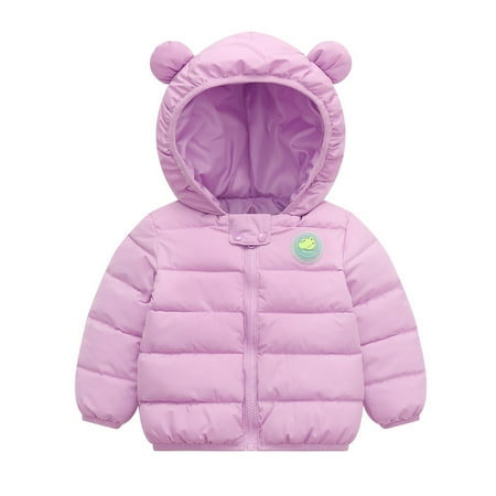 SXcggal Toddler Kids Baby Boys Girls Winter Warm Solid Dinosaur Coats Bear Ears Hooded Padded Jacket Outwear Soft Warm Fashion Boys Tops